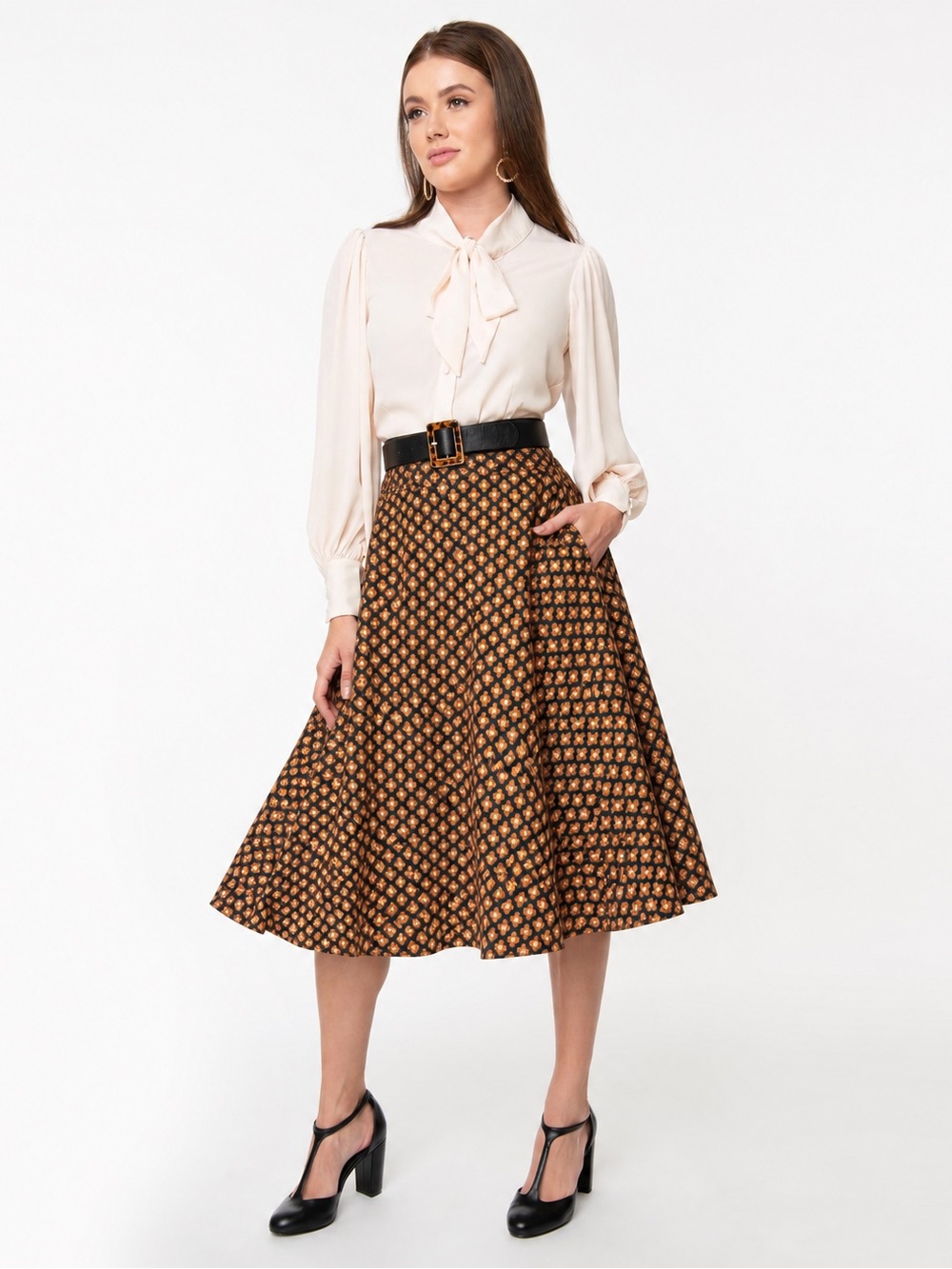 NWT Large Unique Vintage Tulip B. 70’s A-Line MIDI Skirt
